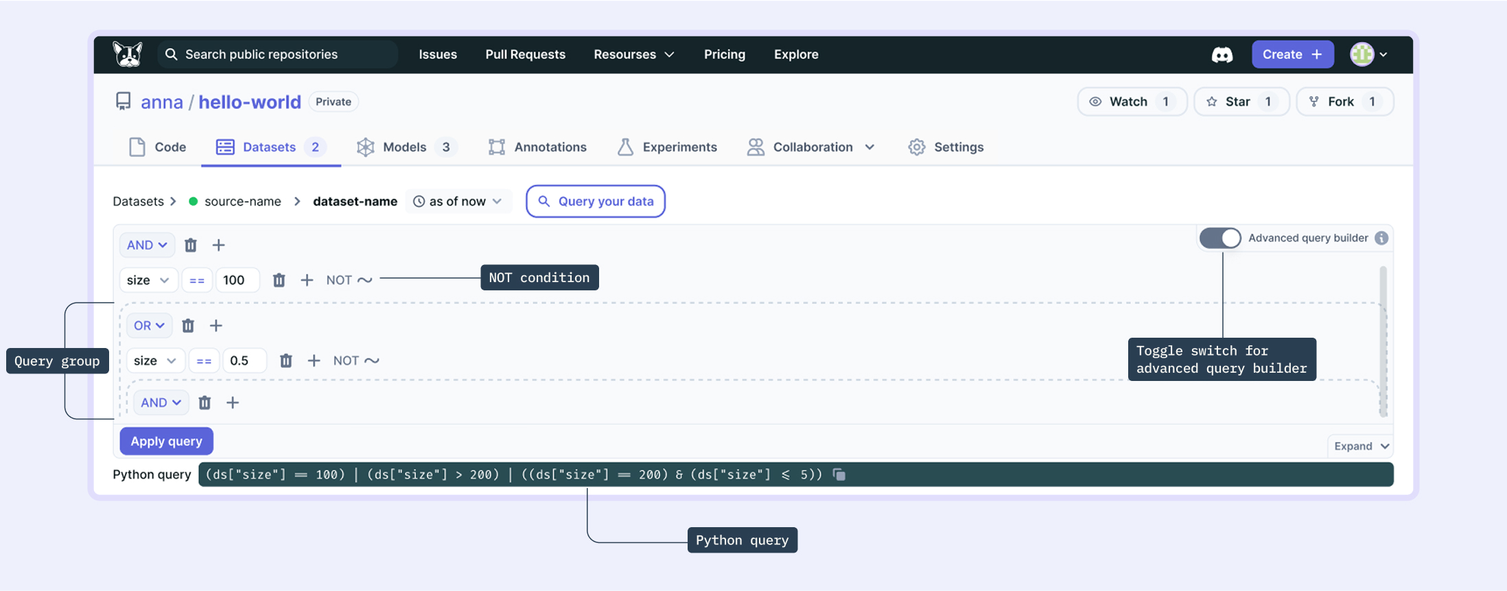 Query builder components
